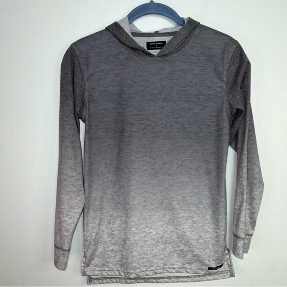 Ocean Current Gray Ombré Gradient Hoodie Boys Medium Long Sleeve Surf Style